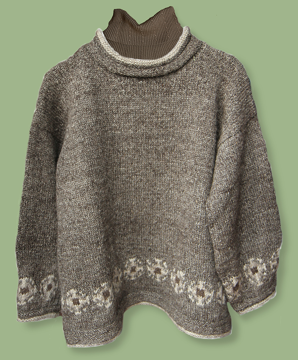 Hand knit sweater from Romney sheep wool